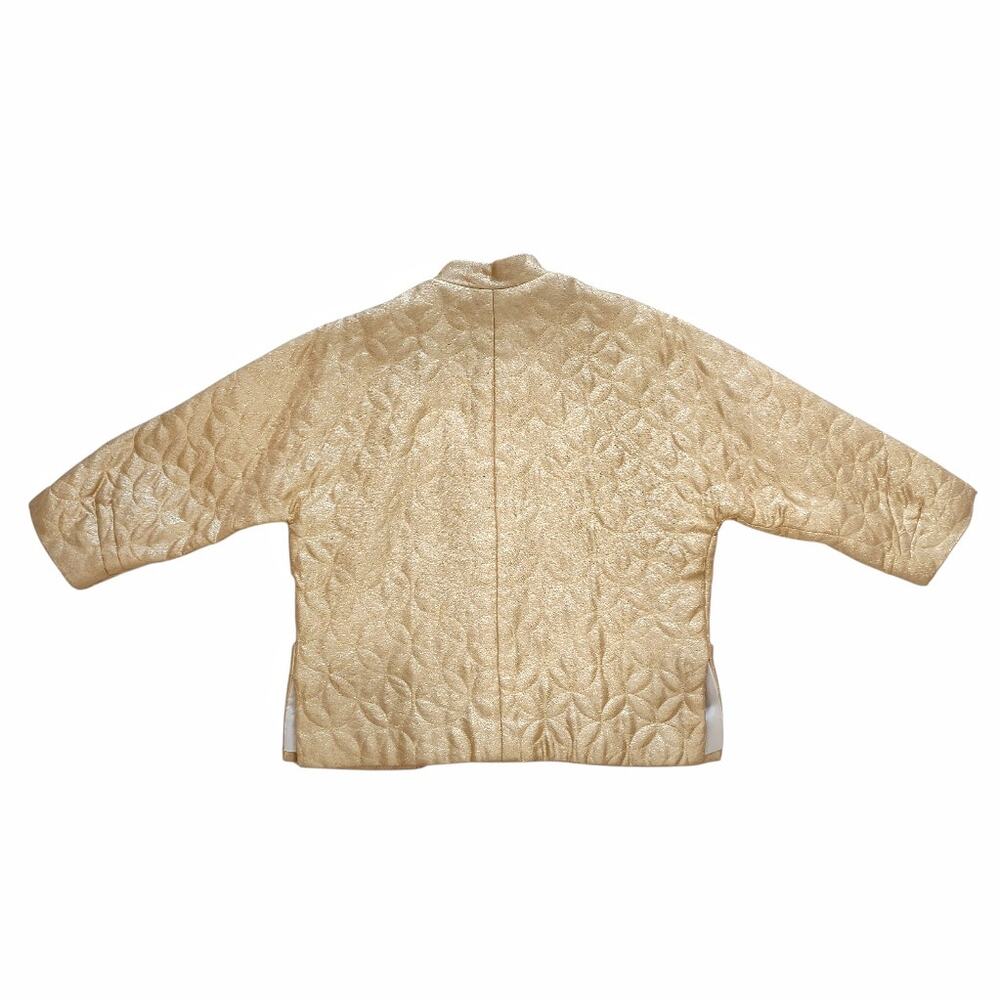 Vintage Gold Quilted Bed Jacket Size 8 Costume 60's Retro Cropped Evening Coat - Picture 4 of 13